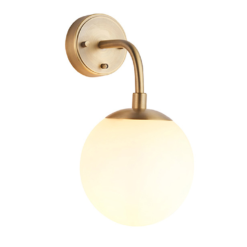 Mayetta Opal Glass Shade Wall Light In Matt Antique Brass