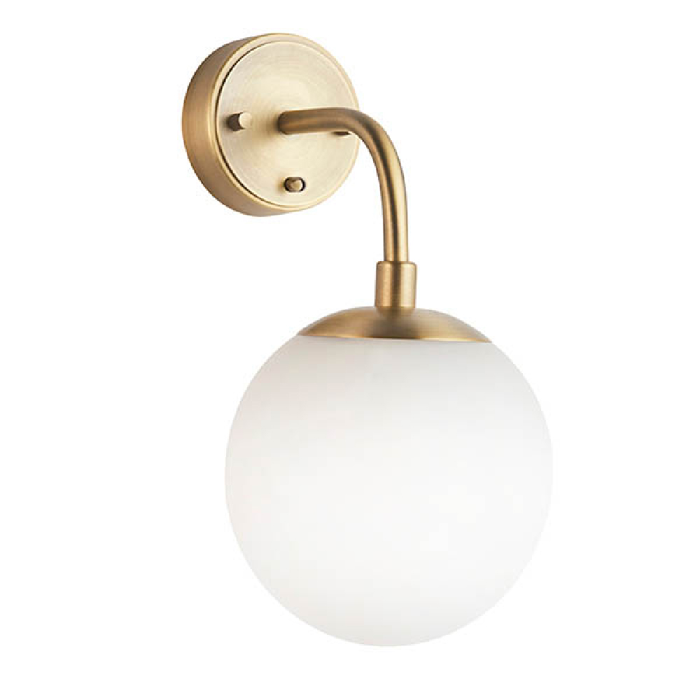 Mayetta Opal Glass Shade Wall Light In Matt Antique Brass