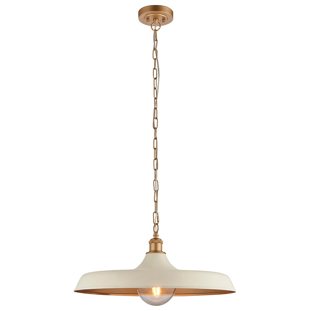Mayetta White Metal Pendant Ceiling Light In Satin Brass