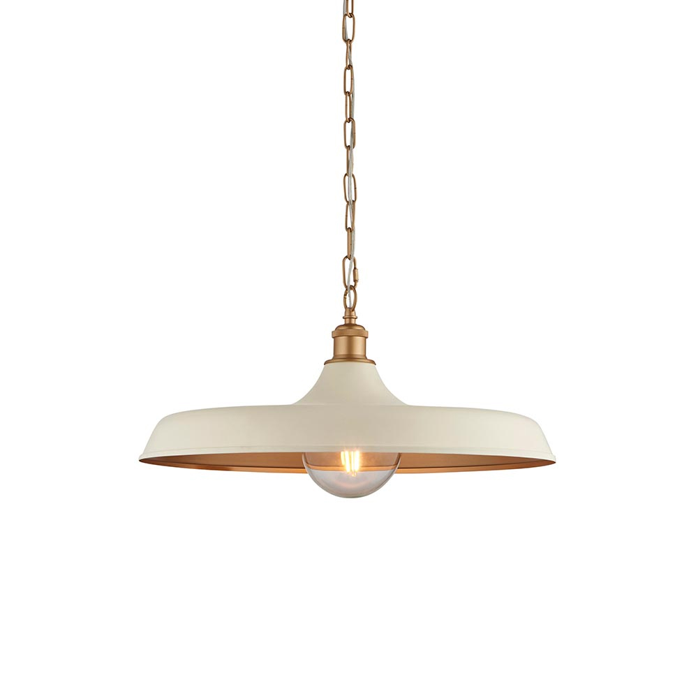 Mayetta White Metal Pendant Ceiling Light In Satin Brass