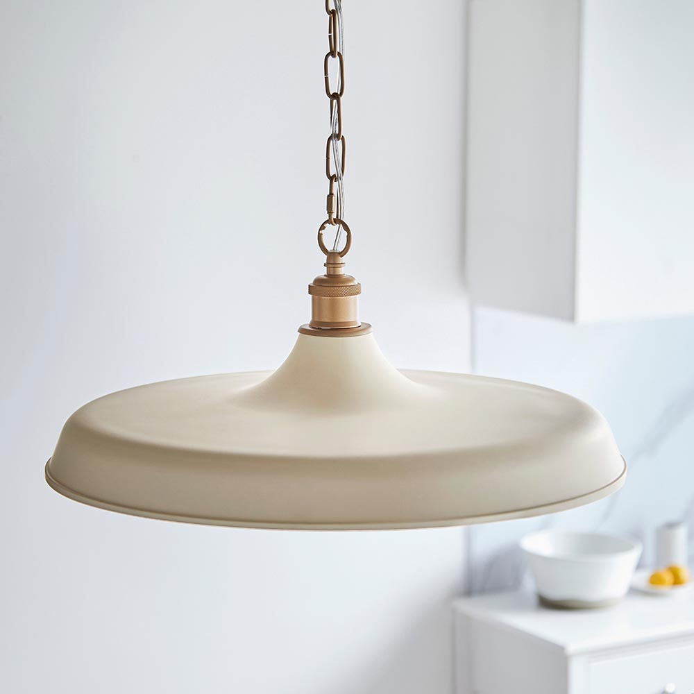 Mayetta White Metal Pendant Ceiling Light In Satin Brass