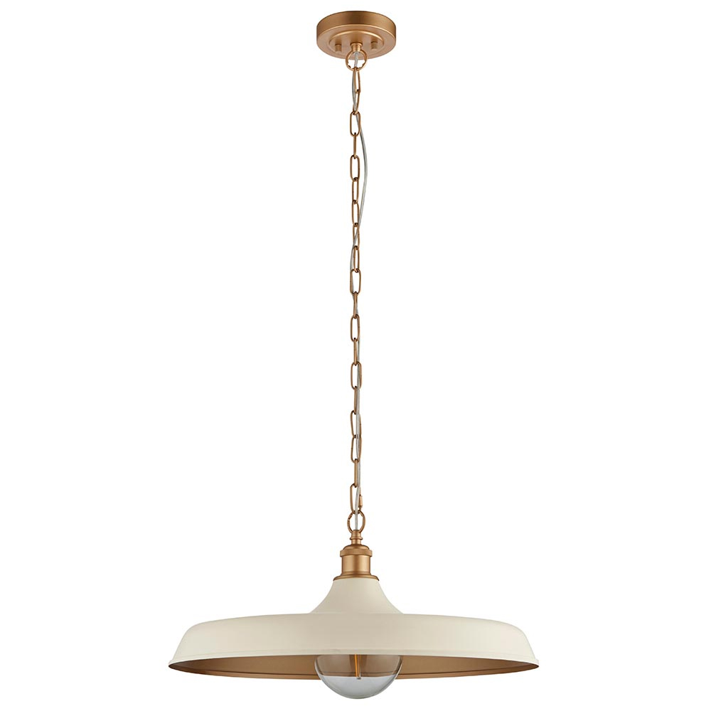 Mayetta White Metal Pendant Ceiling Light In Satin Brass