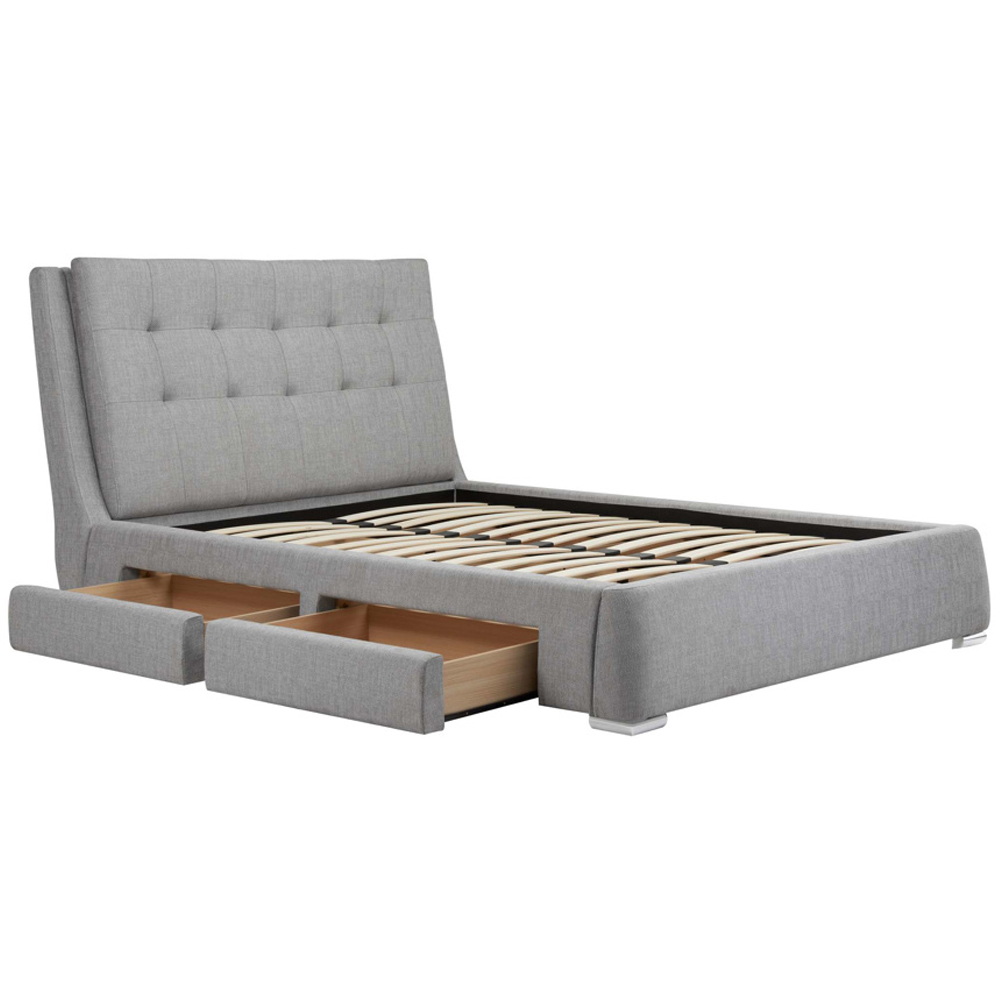 Mankato Fabric King Size Bed With 4 Drawers In Grey