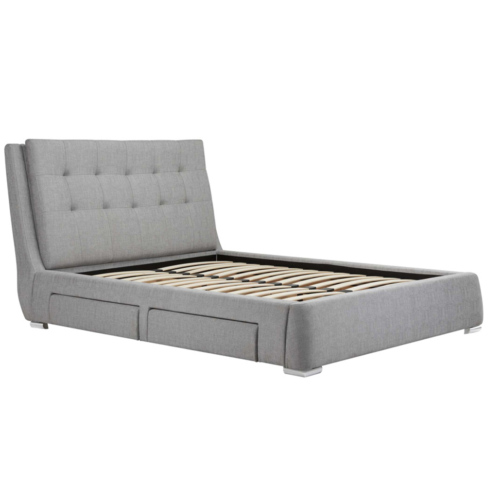 Mankato Fabric Super King Size Bed With 4 Drawers In Grey