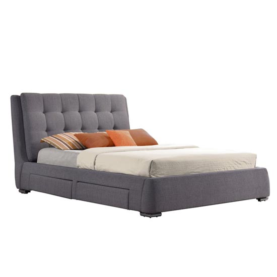Mayfair Fabric Super King Size Bed In Grey With 4 Drawers Furniture