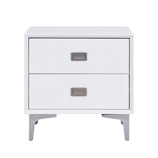 Mayfair High Gloss Bedside Cabinet With 2 Drawers In White