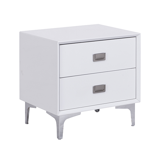 Mayfair High Gloss Bedside Cabinet With 2 Drawers In White