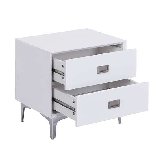Mayfair High Gloss Bedside With 2 Drawers In White Furniture