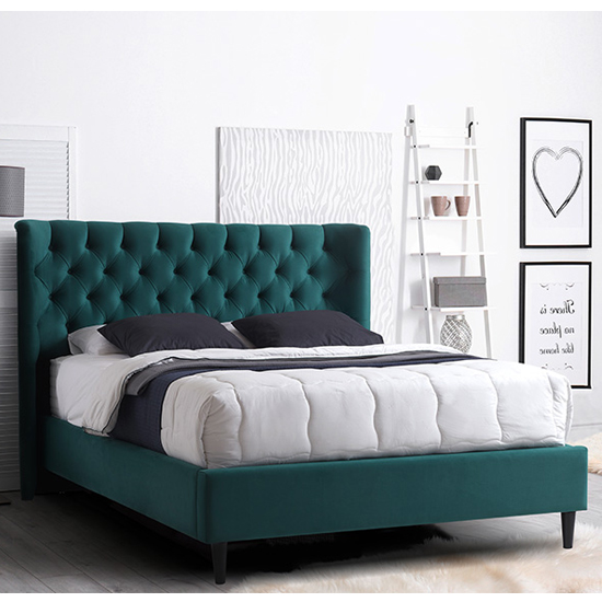 Read more about Mallor tactile fabric king size bed in green