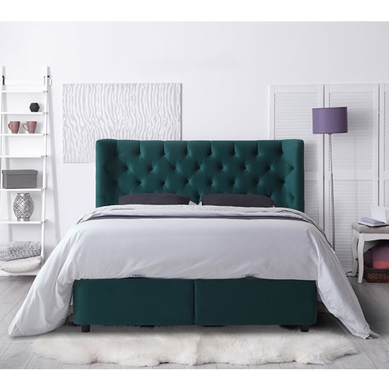 Photo of Mallor tactile fabric storage double bed in green