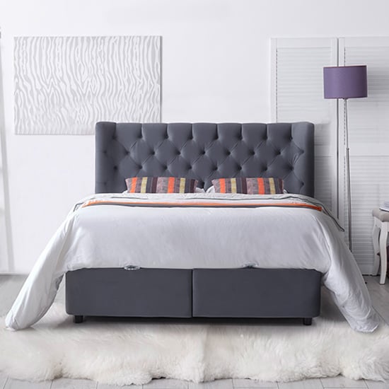 Read more about Mallor tactile fabric storage double bed in grey