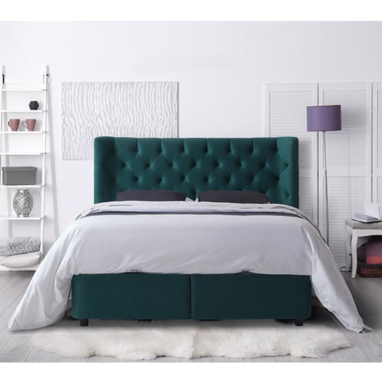 Product photograph of Mallor Tactile Fabric Storage Super King Size Bed In Green from Furniture in Fashion