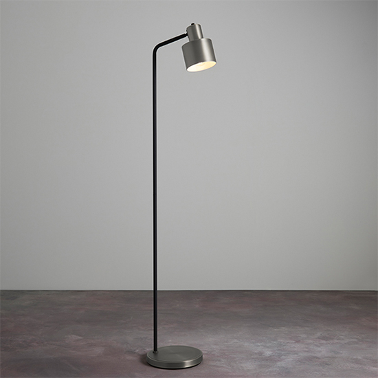 Mayfield Task Floor Lamp In Brushed Silver And Matt Black