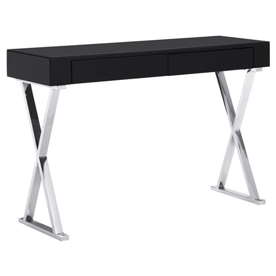 Mayline Glass Top High Gloss Console Table In Black_3