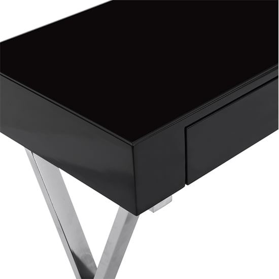 Mayline Glass Top High Gloss Console Table In Black_7