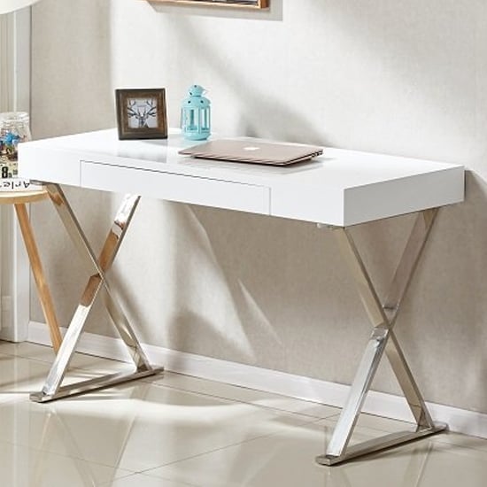 Product photograph of Mayline High Gloss Laptop Desk In White from Furniture in Fashion