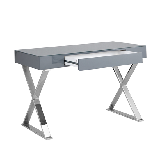 Mayline Glass Top High Gloss Laptop Desk In Grey Furniture in Fashion