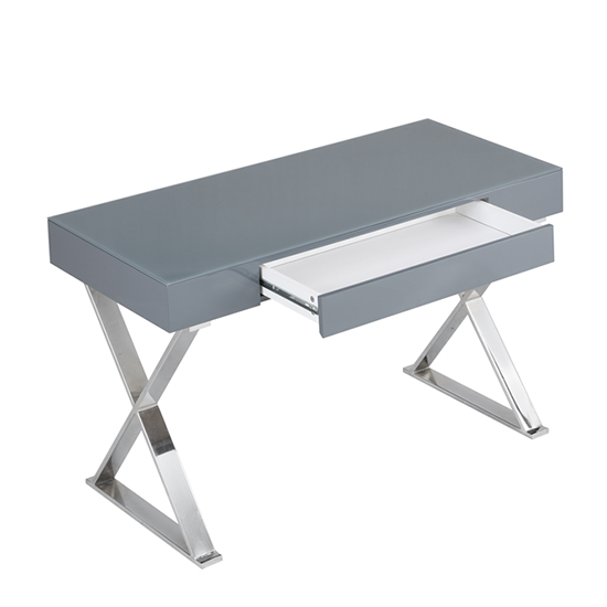 Mayline Glass Top High Gloss Laptop Desk In Grey Furniture in Fashion