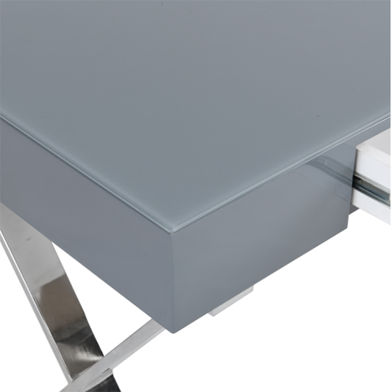 Mayline Glass Top High Gloss Laptop Desk In Grey Furniture in Fashion