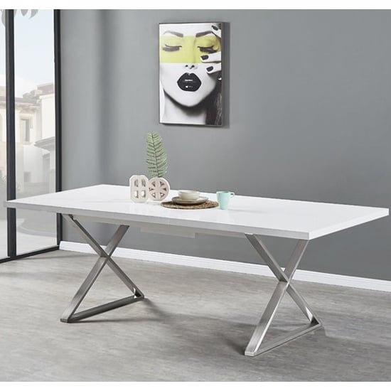 Mayline Extending White Dining Table 6 Petra Grey White Chairs_2