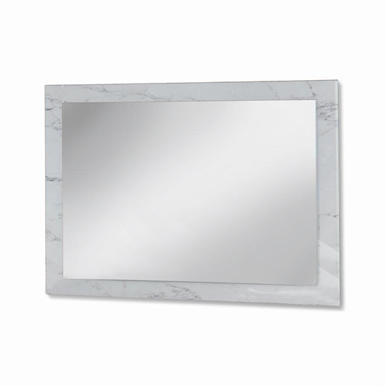 Product photograph of Mayon Bedroom Mirror In White Marble Effect Wooden Frame from Furniture in Fashion