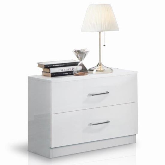 Mayon Wooden Bedside Cabinet In White High Gloss
