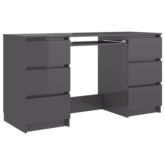 Mayra High Gloss Laptop Desk With 6 Drawers In Grey_2