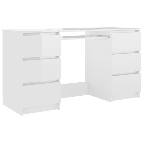 Mayra High Gloss Laptop Desk With 6 Drawers In White_2