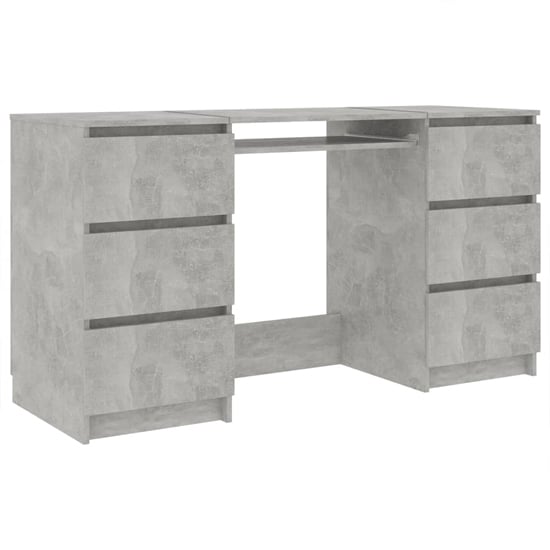 Mayra Wooden Laptop Desk With 6 Drawers In Concrete Effect_2