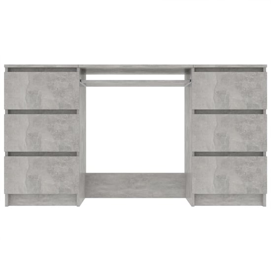 Mayra Wooden Laptop Desk With 6 Drawers In Concrete Effect_3