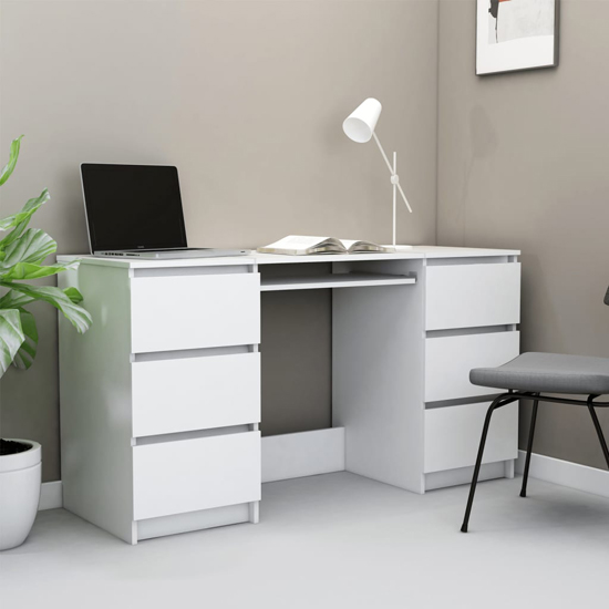 Mayra Wooden Laptop Desk With 6 Drawers In White_1