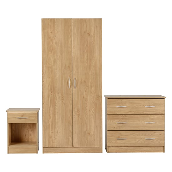 Read more about Mazi wooden bedroom furniture set with wardrobe in oak effect