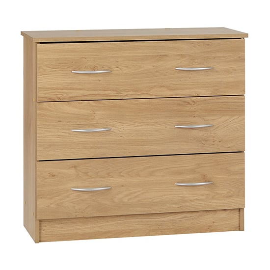 Photo of Mazi wooden chest of 3 drawers in oak effect