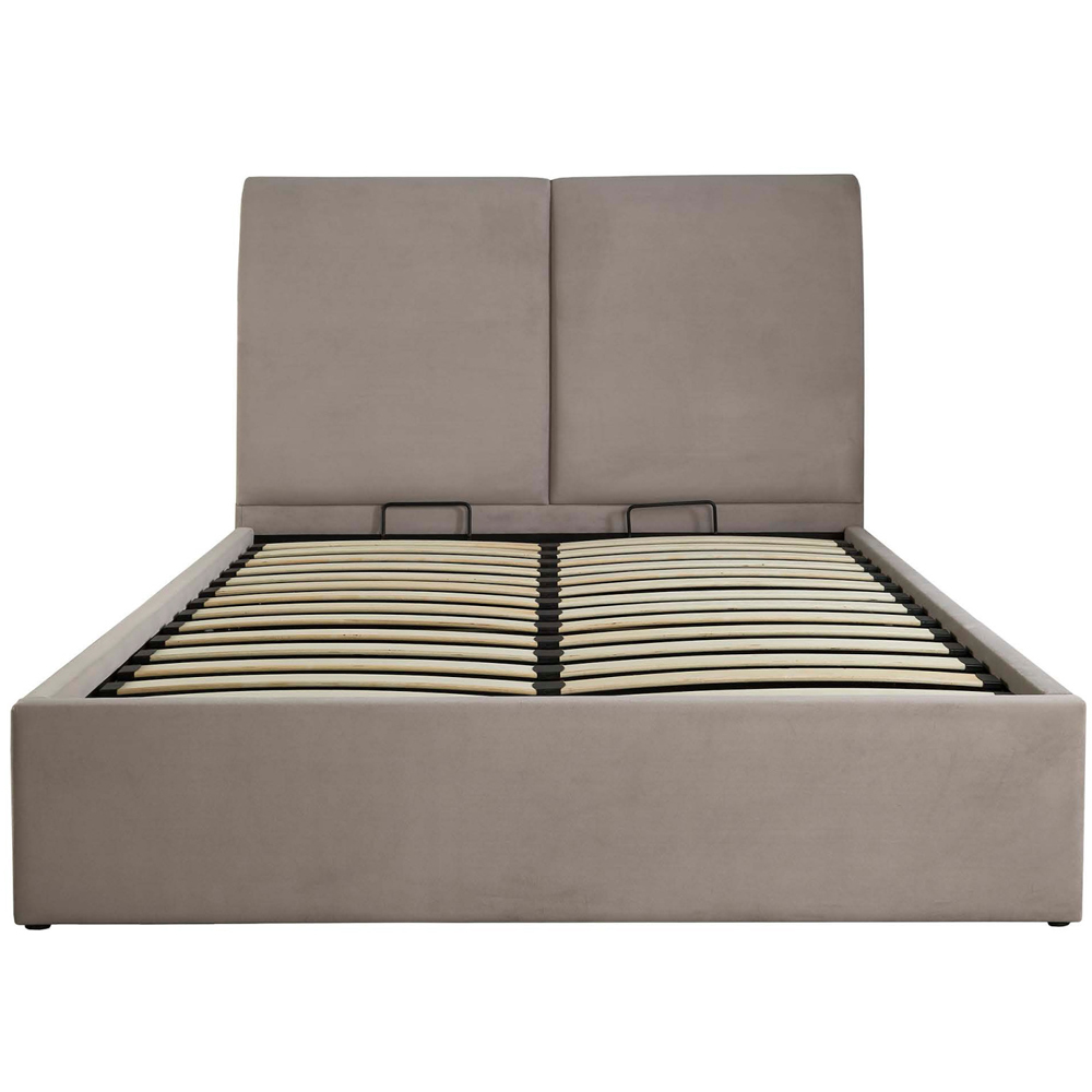 Mcallen Velvet Ottoman Storage Double Bed In Natural