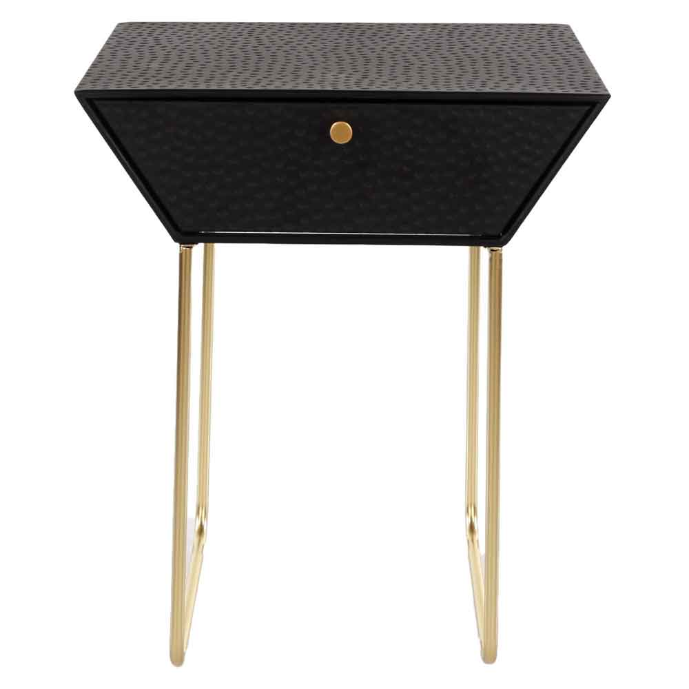 Mccall Metal Bedside Cabinet With 1 Drawer - Black And Gold