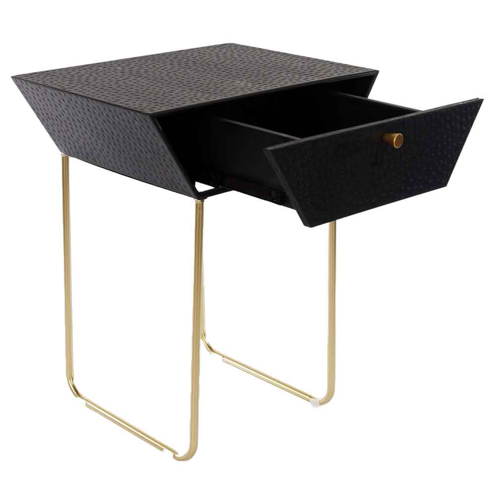 Mccall Metal Bedside Cabinet With 1 Drawer - Black And Gold