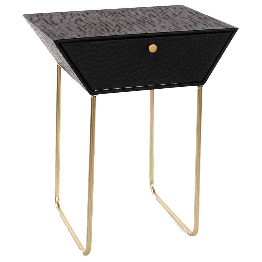 Mccall Metal Bedside Cabinet With 1 Drawer - Black And Gold