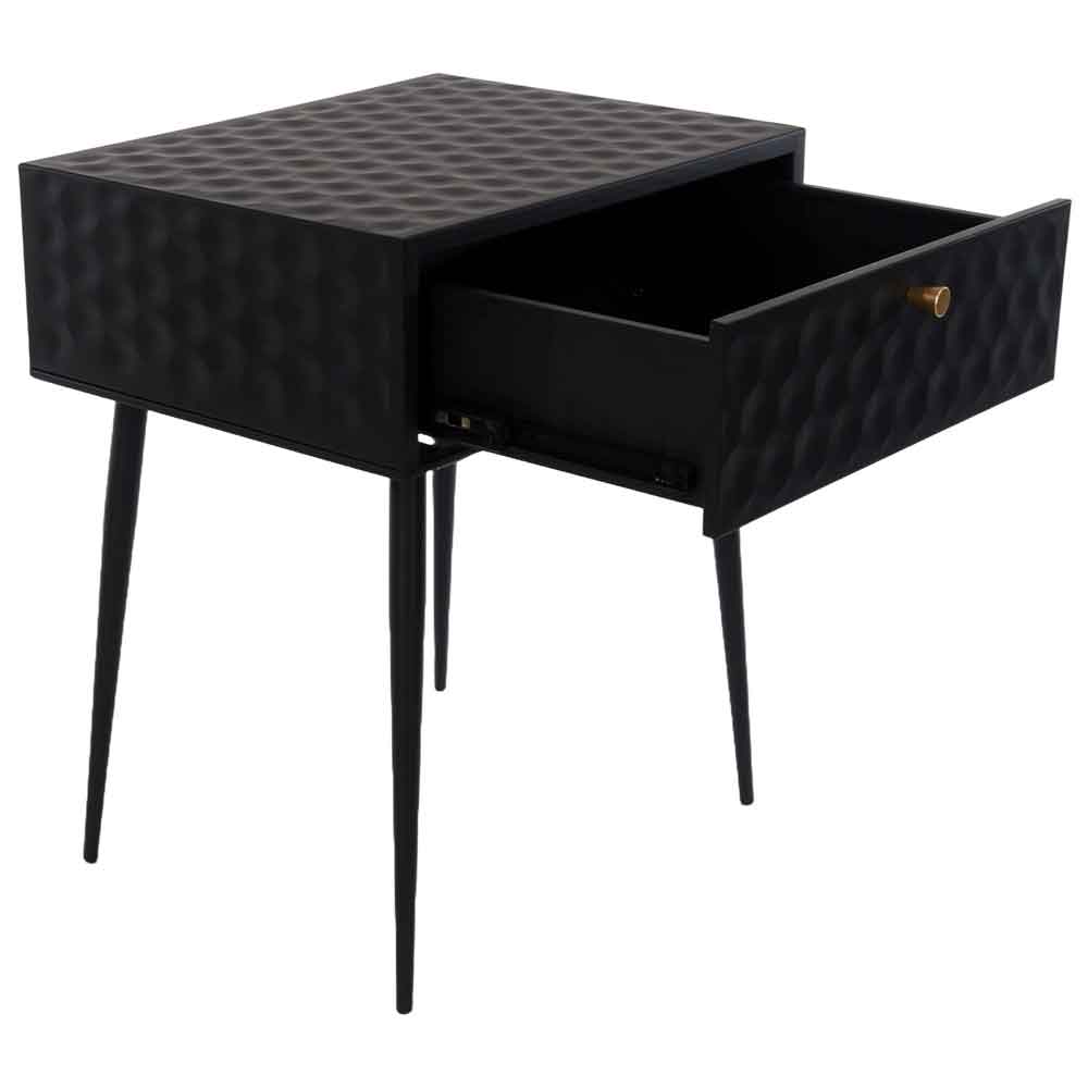 Mccall Metal Bedside Cabinet With 1 Drawer - Black
