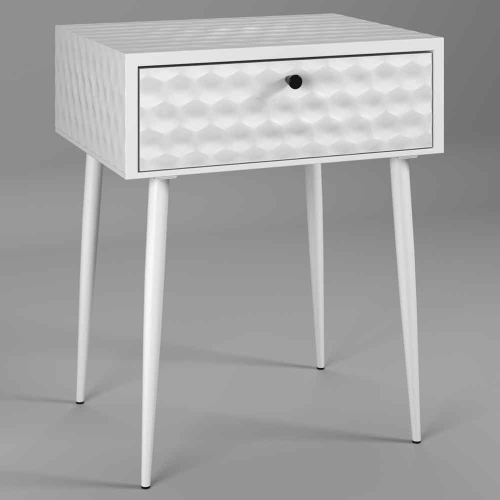 Mccall Metal Bedside Cabinet With 1 Drawer - White