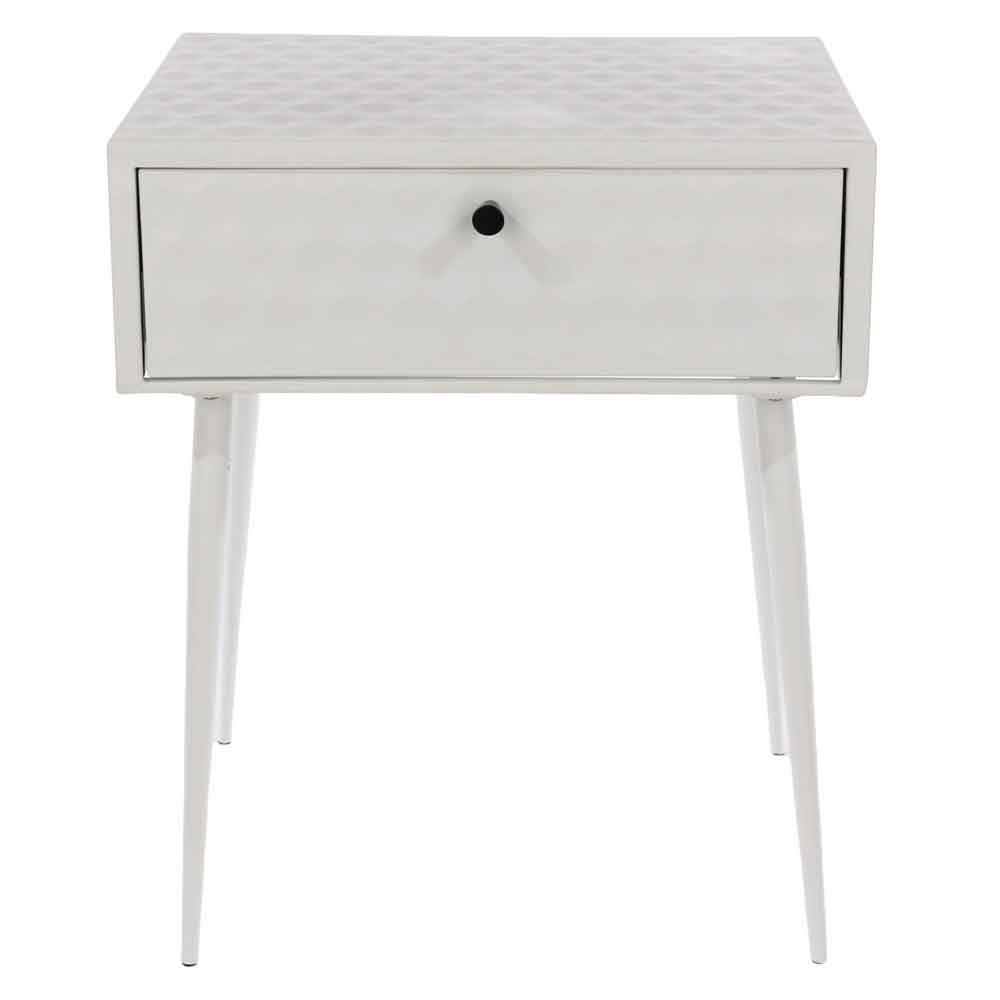 Mccall Metal Bedside Cabinet With 1 Drawer - White
