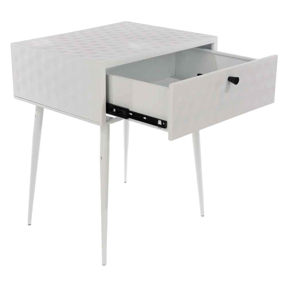 Mccall Metal Bedside Cabinet With 1 Drawer - White
