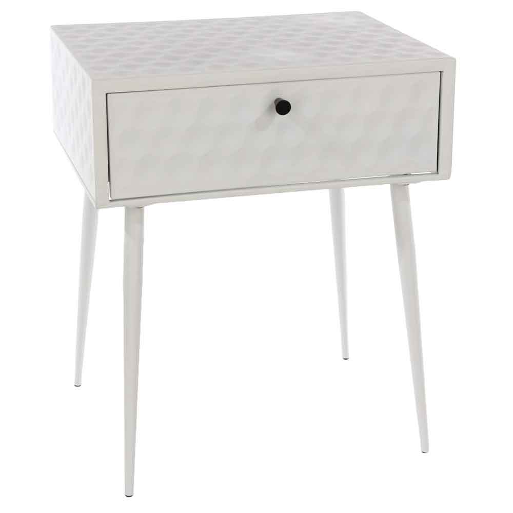 Mccall Metal Bedside Cabinet With 1 Drawer - White