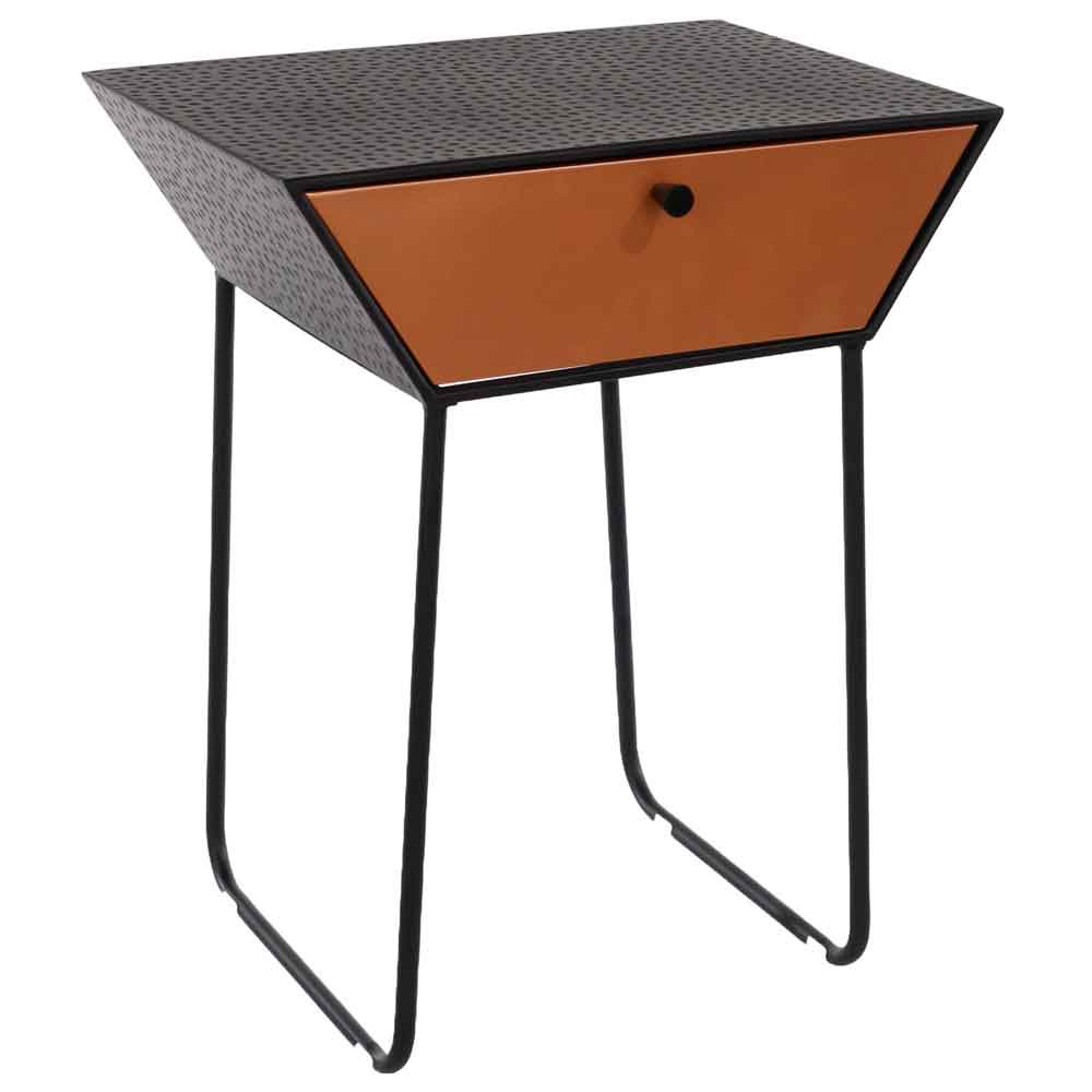 Mccall Wooden Bedside Cabinet With 1 Drawer - Black And Copper