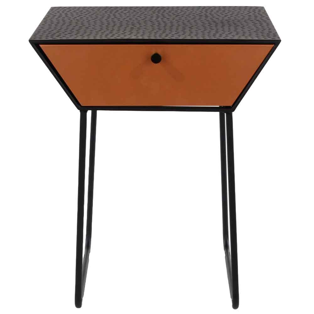 Mccall Wooden Bedside Cabinet With 1 Drawer - Black And Copper