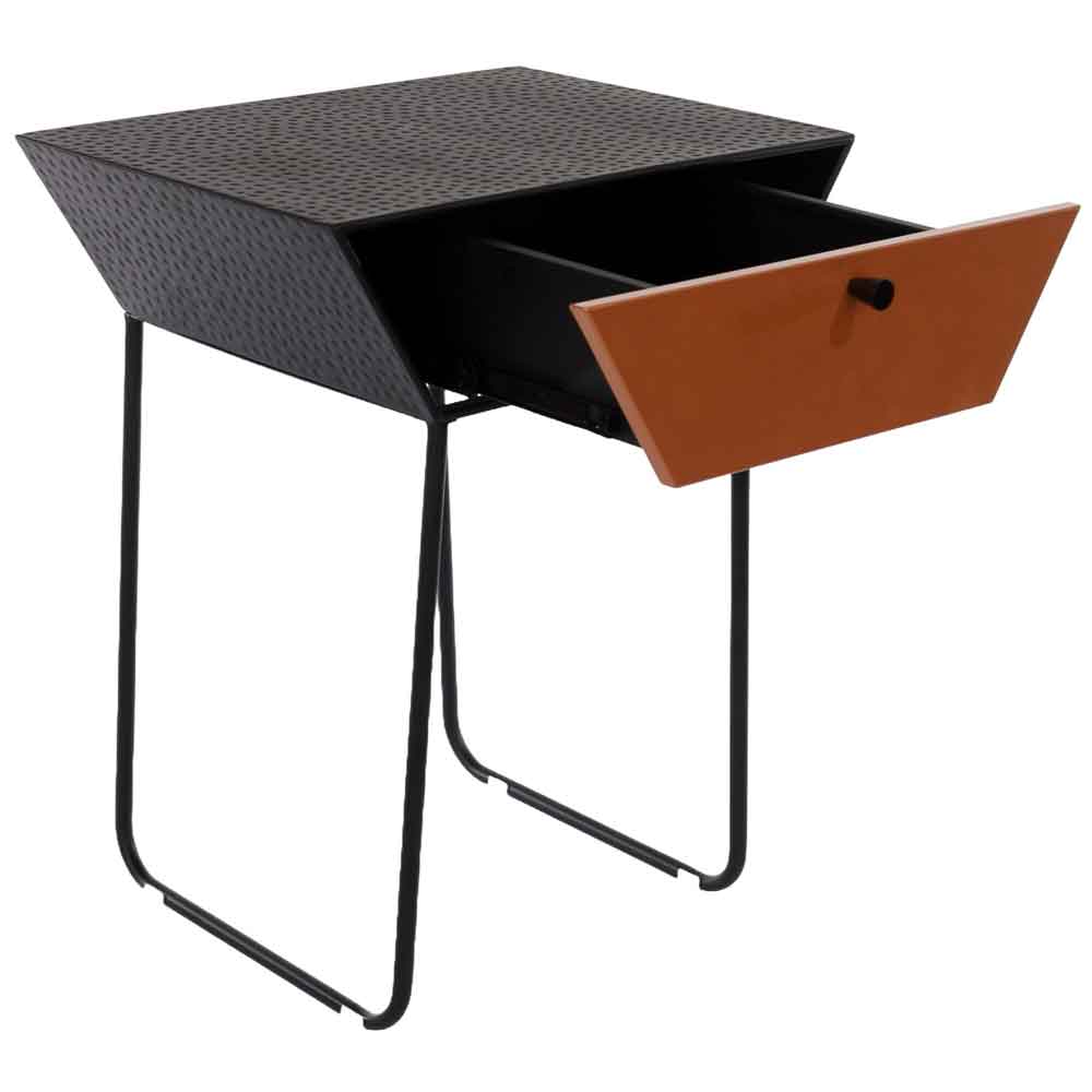Mccall Wooden Bedside Cabinet With 1 Drawer - Black And Copper