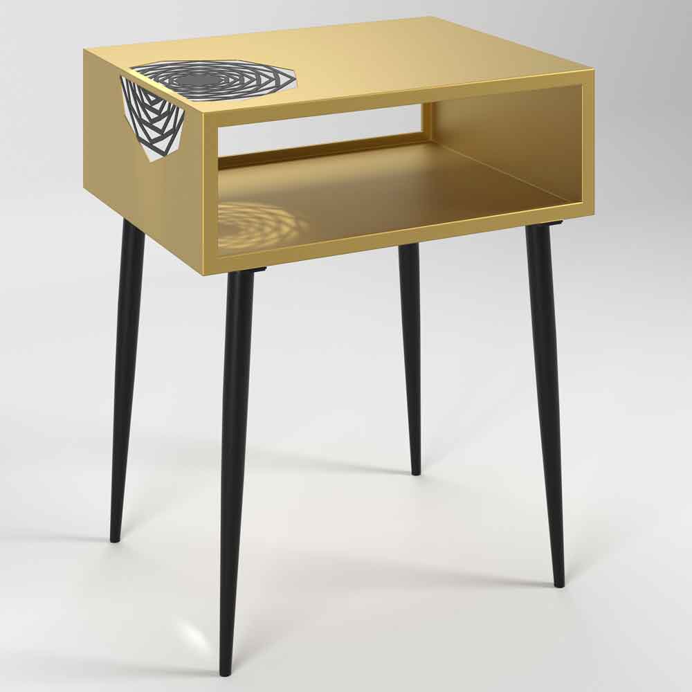 Mccall Wooden Bedside Cabinet With Black Legs - Gold