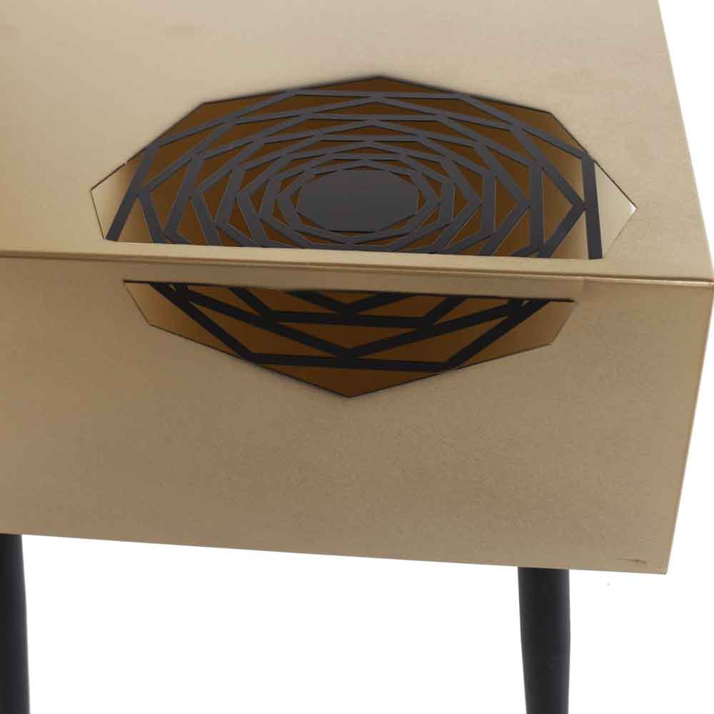 Mccall Wooden Bedside Cabinet With Black Legs - Gold