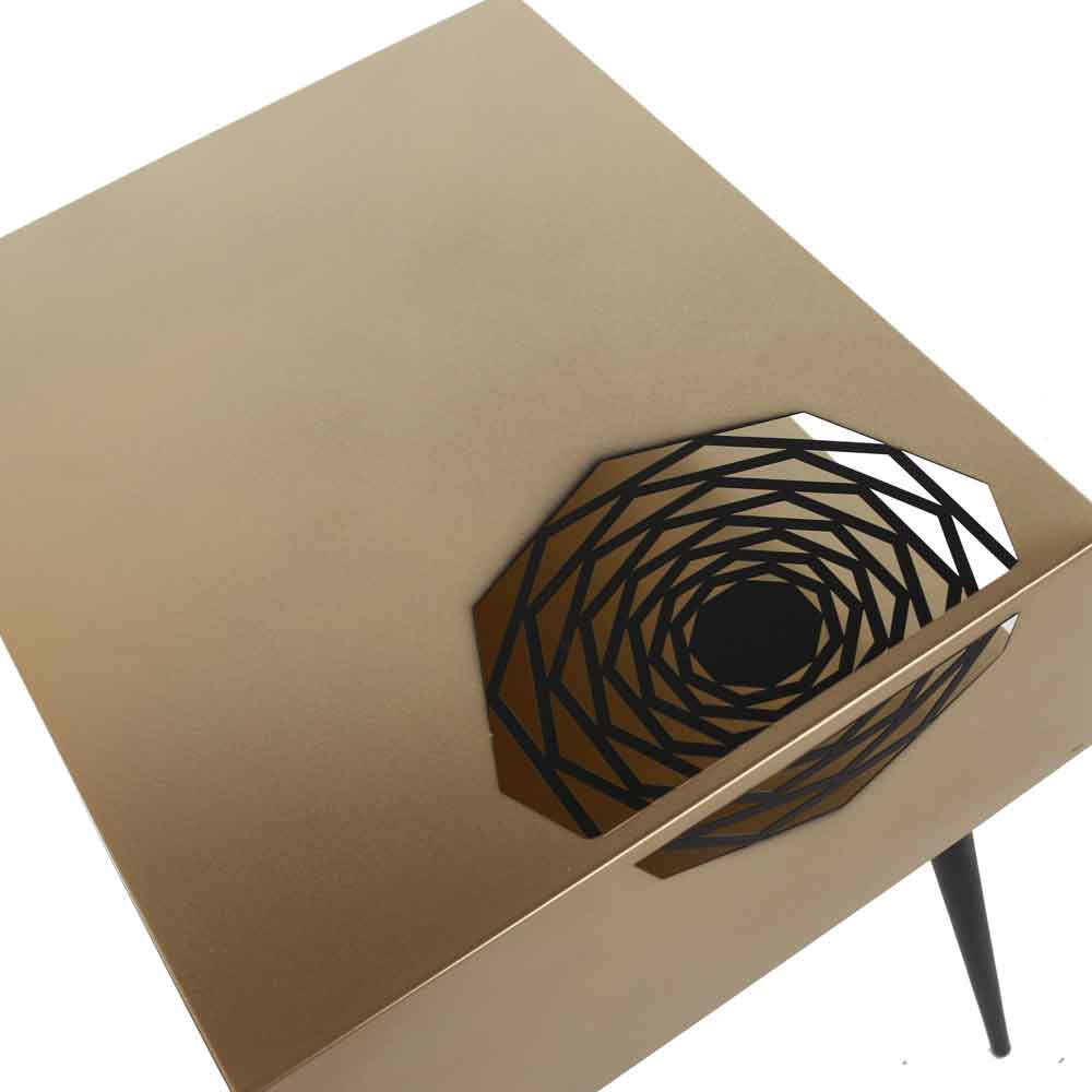 Mccall Wooden Bedside Cabinet With Black Legs - Gold