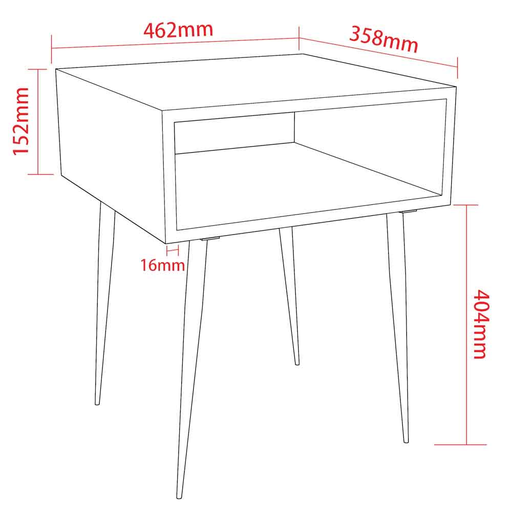 Mccall Wooden Bedside Cabinet With Black Legs - Oak