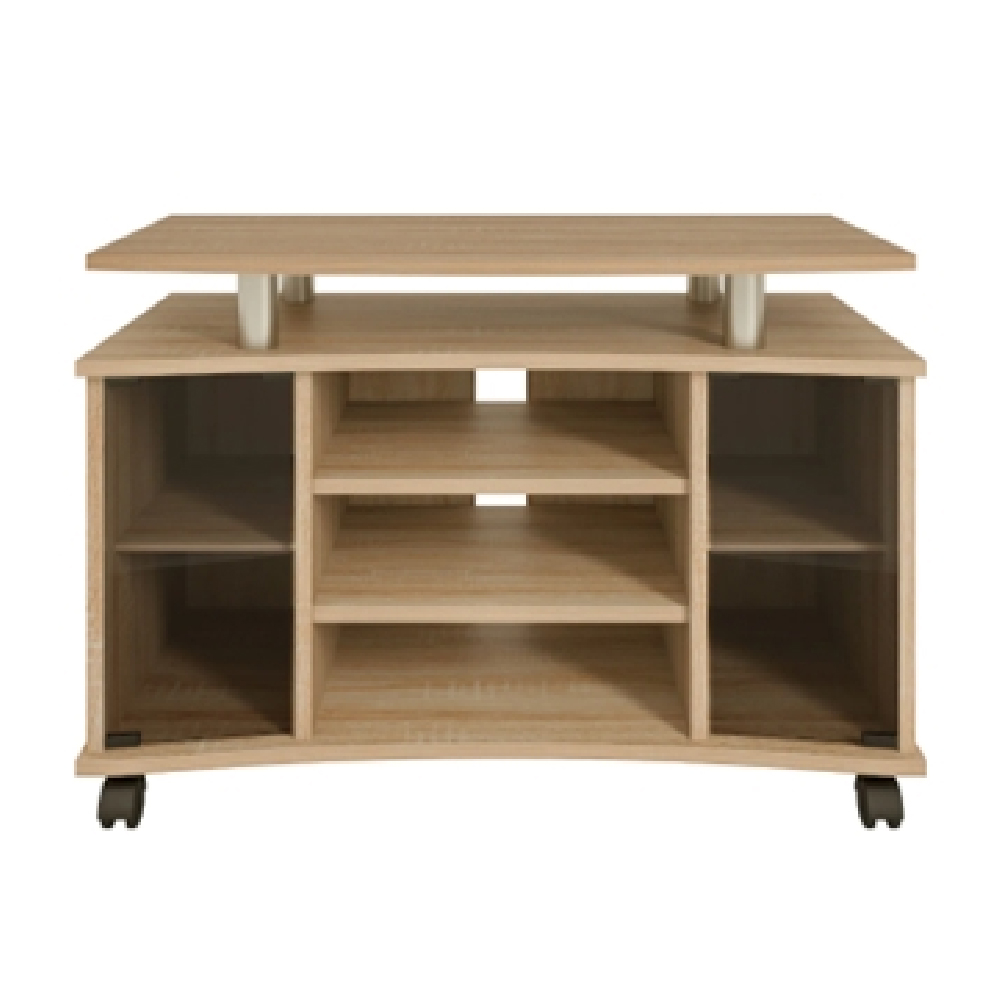 Mccook Wooden TV Stand With 7 Shelves Sonoma Oak